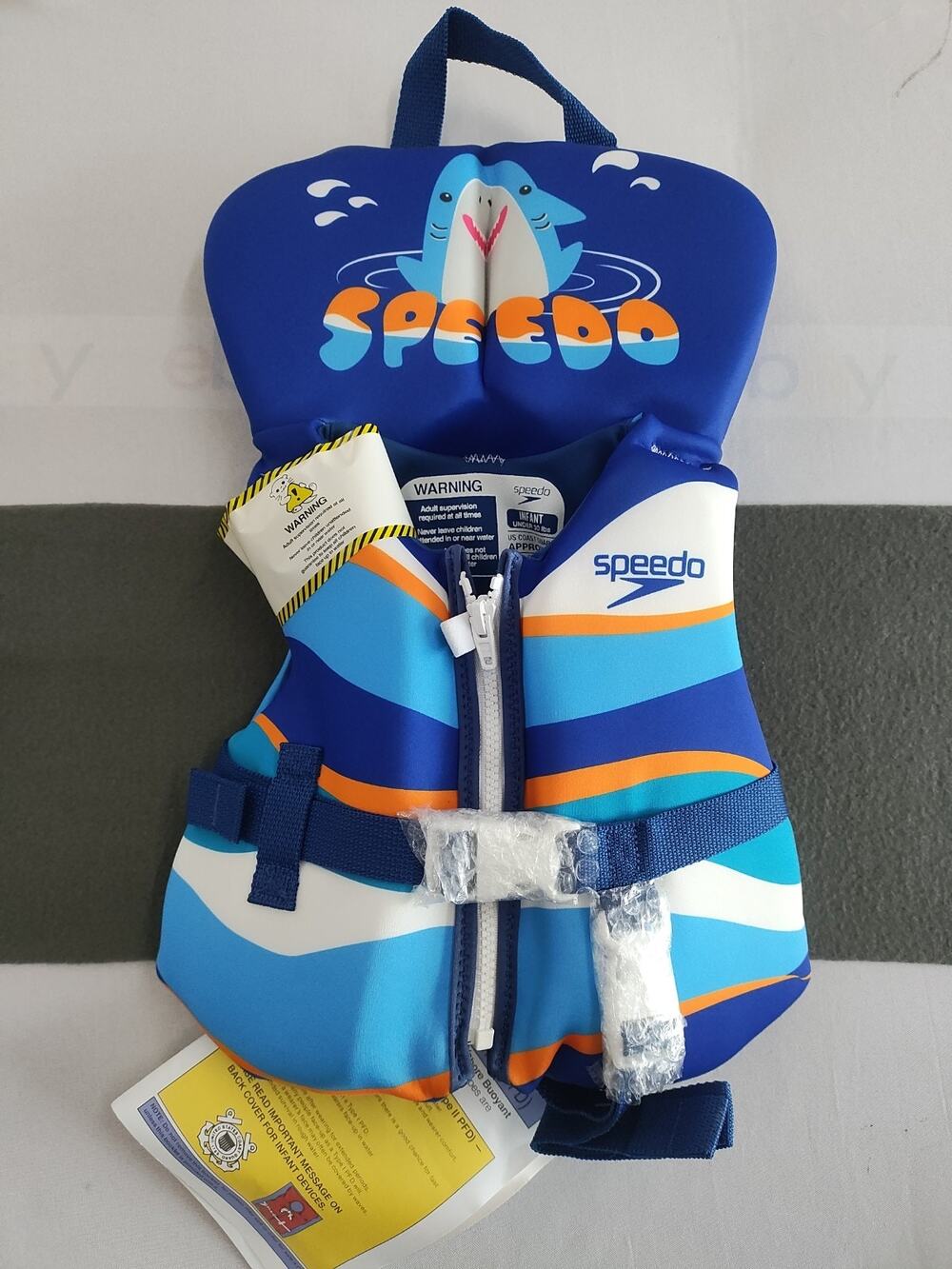 Speedo Infant Life Vest Blue Shark Under 30 lbs. New w/Tags